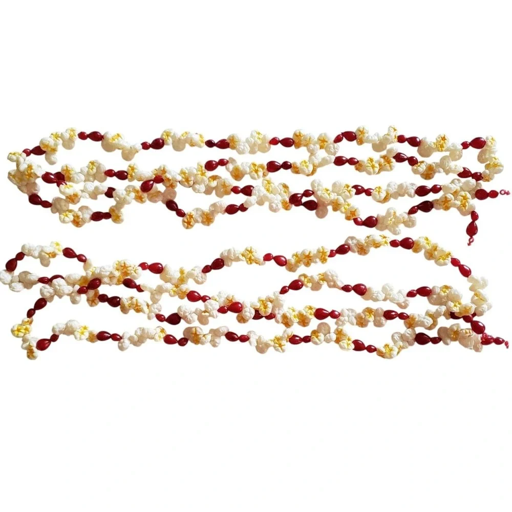 Cranberry Buttered Popcorn Plastic Christmas Tree Garland Vintage Blow Mold x 2